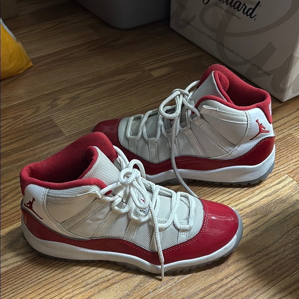 Kids Red and White Basketball Shoes